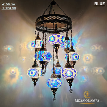 10 Globe Mixed Turkish Chandelier, Handmade Moroccan Hanging Lights, Sultan Sets Living Room Chandelier, Restaurant Hallway Chandeliers