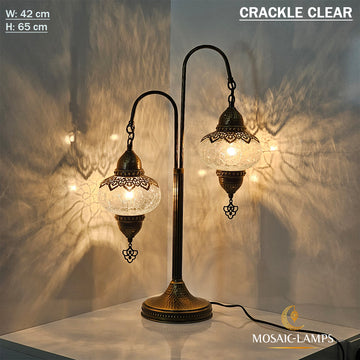 2 Clear Globe Table Lamp, Bedside Lighting, Ottoman Hammered Metal, Laser Cut Cover, Bedroom Lights, Living Room Lights, Reading Desk Lamp