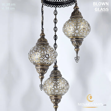 3 Globe Ottoman Laser Chandelier, Moroccan Turkish Traditional Ceiling Lamp, Living Room Hanging Lamp, Bar Restaurant Hanging Lights