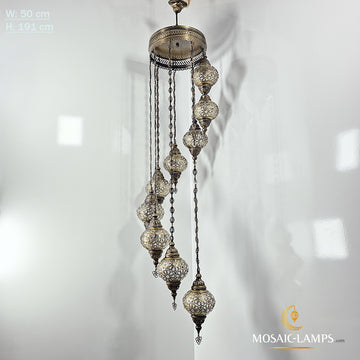 9 lasergeblasene Kugel-Ottoman-Spiral-Kronleuchter, geblasene Kugel-Hängelampen, marokkanische Kronleuchter, türkische Pendeldecke, Restaurant, Wohnzimmerbeleuchtung
