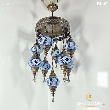 9 Medium Globe Turkish Chandelier, Mixed Ball Turkish Mosaic Chandeliers, Living Room Moroccan Pendant Mosaic Lights, Restaturant Lights