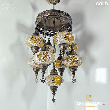 9 Large Globe Turkish Chandelier, Mixed Ball Handmade Mosaic Lighting Sets, Living Room Moroccan Pendant Mosaic Lights, Restaturant Lights