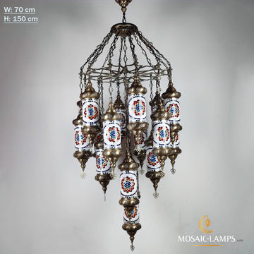 17 Globe Pipe Laser Turkish Chandelier, Big Moroccan Chandeliers, Handmade Mosaic Ceiling Lamp, Restaurant, Living Room, Hall, Cafe Lighting