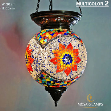 20 cm Three Chains Turkish Mosaic Pendant Lamp, Moroccan Handmade Ceiling Lamps, Colorful Lights Restaurant, Bedroom, Living Room