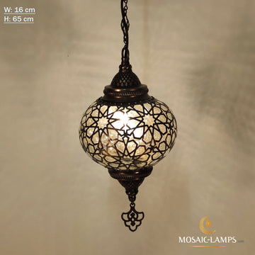 Blown Glass Laser Metal Single Chain Pendant Lamp, Ottoman Hanging Lamps, Living Room, Bedroom, Kitchen Dining Room Lights