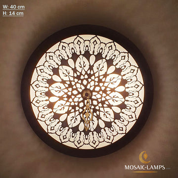 40 cm Seljuk Motif Drum Ceiling Sconces, Traditional Turkish Ceiling Lights, Moroccan Living Room Lamps, Restaurant Ceiling Sconces, Bedroom Sconces