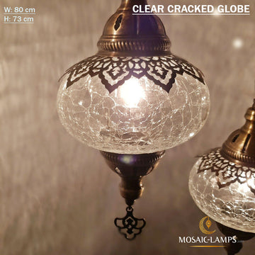5 Clear Globe Bar Ottoman Kitchen Island Chandelier, Cracked Moroccan Dining Table Light Lamp, Restaurant Bar Lamps, Cafe Lamp, Hotel Lamp