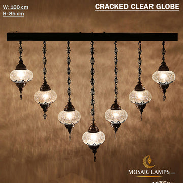7 Clear Globe Bar Ottoman Kitchen Island Chandelier, Cracked Moroccan Dining Table Light Lamp, Restaurant Bar Lamps, Cafe Lamp, Hotel Lamp