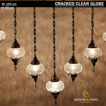 7 Clear Globe Bar Ottoman Kitchen Island Chandelier, Cracked Moroccan Dining Table Light Lamp, Restaurant Bar Lamps, Cafe Lamp, Hotel Lamp