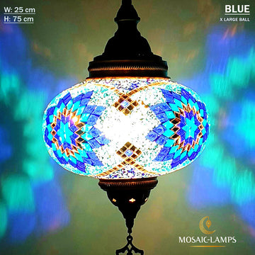 Turkish Moroccan X Large Globe Tiffany Style Handmade Mosaic Hanging Ceiling Lamp Light Pendant Fixture Lantern, for Kitchen, Living Room