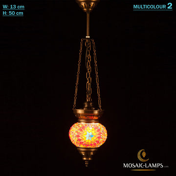 3 Chains Medium Turkish Mosaic Hanging Lights, Moroccan Handmade Ceiling Lamps, Colorful Lights Restaurant, Bedroom, Living Room