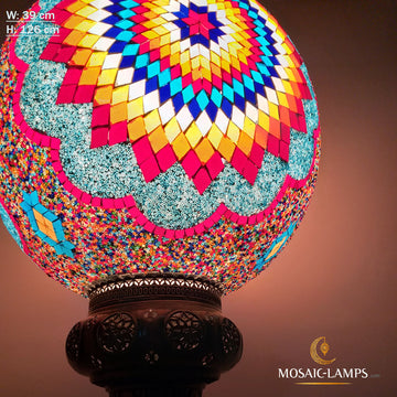 W: 39 cm, Big Ball Handmade Mosaic Pendant Lamp, Turkish, Moroccan Mosaic Lights