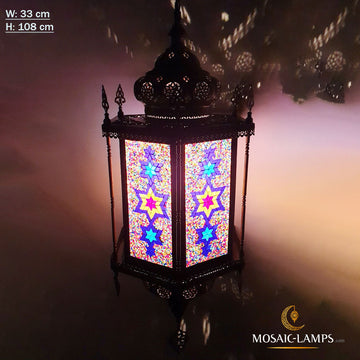 Handmade Vintage Authentic Turkish Lantern Chandelier, Moroccan Mosaic Lamps