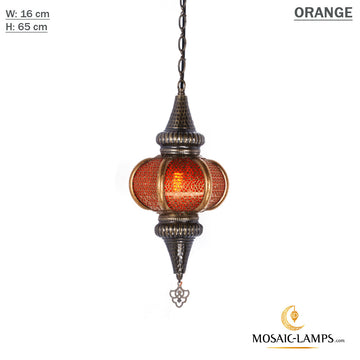 Syrian Single Pendant Lamp, Perforated Metal Colored Pendant Lamp, Authentic Moroccan Lights, Roman Empire, Byzantine Lights