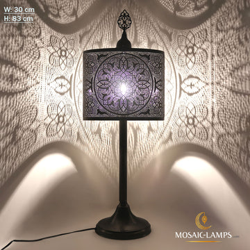 Lampshade Floor Lamp, Moroccan Handmade Perforated Metal Base Lights, Traditional Living Room Lights, Cafe, Restaurant Authentic Floor Lamps