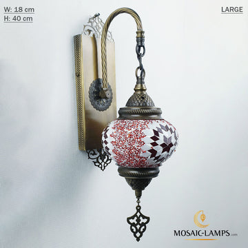 Turkish Mosaic Large Globe Laser Wall Sconce, Moroccan Single Wall Lamp, Bedroom, Living Room Wall Lights