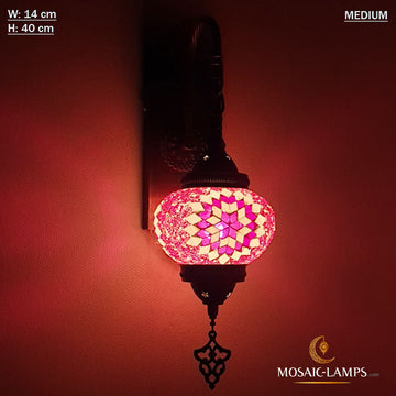 Turkish Mosaic Medium Globe Laser Wall Sconce, Moroccan Single Wall Lamp, Bedroom, Living Room Wall Lights