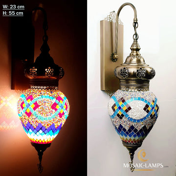 Turkish Egg Large Globe Laser Wall Sconce, Multicolor Turkish Mosaic Ceiling Lamps, Moroccan Wall Lights