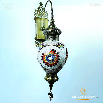 Turkish Egg X Large Globe Laser Wall Sconce, Turkish Mosaic Ceiling Lamps, Moroccan Wall Lights