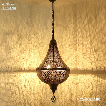 Moroccan Pendant Lights X Large, Handmade Perforated Metal Hanging Lamps, Traditional Living Room Lights, Cafe, Restaurant Authentic Ceiling