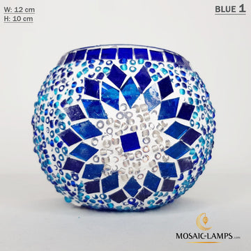 Blue Moon, Turkish Mosaic Candle Holders, Moroccan Candle Holders, Votive Candle, Tiffany Decor Handmade Candle Holder, Table Decor, Yoga Candle