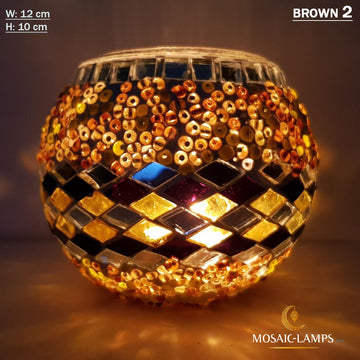 Brown Saturn Rings, Turkish Mosaic Candle Holders, Moroccan Candle Holders, Votive Candle, Tiffany Decor Handmade Candle Holder, Table Decor, Yoga Candle