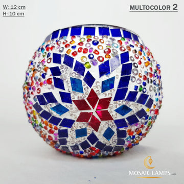Multicolor Flower, Turkish Mosaic Candle Holders, Moroccan Candle Holders, Votive Candle, Tiffany Decor Handmade Candle Holder, Table Decor, Yoga Candle