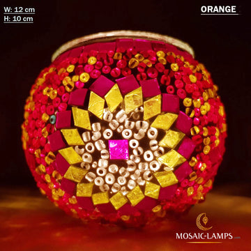Orange Sun, Turkish Mosaic Candle Holders, Moroccan Candle Holders, Votive Candle, Tiffany Decor Handmade Candle Holder, Table Decor, Yoga Candle