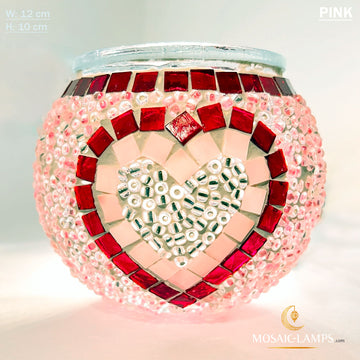 Pink Love, Turkish Mosaic Candle Holders, Moroccan Candle Holders, Votive Candle, Tiffany Decor Handmade Candle Holder, Table Decor, Yoga Candle