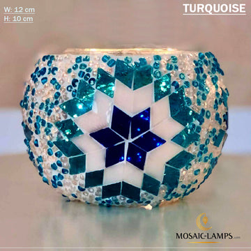 Color turquesa turco, portavelas de mosaico turco, portavelas marroquíes, vela votiva, portavelas hecho a mano de decoración Tiffany, decoración de mesa, vela de yoga