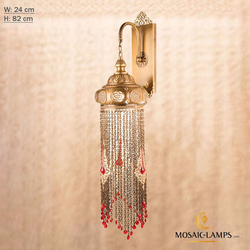 Ottoman Knitted Chain Wall Lamp, Moroccan Wall Lamp, Authentic Wall Lamp, Turkish Wall Lamp, Metal Wall Lamps, Cafe, Bar, Bathroom Wall Lamp