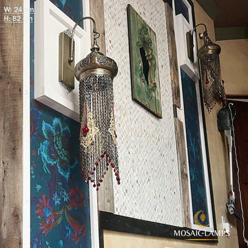 Ottoman Knitted Chain Wall Lamp, Moroccan Wall Lamp, Authentic Wall Lamp, Turkish Wall Lamp, Metal Wall Lamps, Cafe, Bar, Bathroom Wall Lamp