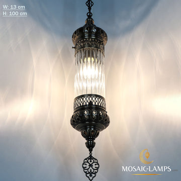 Ottoman Large Pyrex Glass Pendant Lamps, Tubular Glass Hanging Lights, Bedroom Lighting, Living Room Single Chain Lights