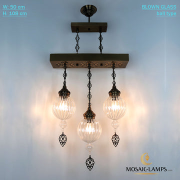 3 Globe Clear Blown Glass Chandelier Lamp, Ottoman Lightings, kitchen & dining room, living room, Track Lighting, Kitchen Island Lights