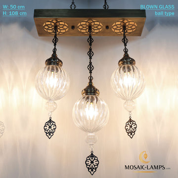 3 Globe Clear Blown Glass Chandelier Lamp, Ottoman Lightings, kitchen & dining room, living room, Track Lighting, Kitchen Island Lights