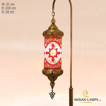 Straight Pipe Cylinder Turkish Mosaic Floor Lamp, Single Globe Bedside Big Lighting, Moroccan Floor Lamp, Bedroom Floor Lamp, Living Room Floor Lamp