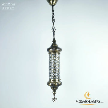 5 Different Motif, Blown Glass Pendant Ceiling Lamps, Seljuk, Ottoman and Moroccan Motif Single Chain Blown Pipe Hanging Lights, Bathroom, Living Room, Bedroom, Hall Lightings