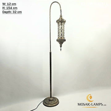 Single Ottoman Floor Lamps, Laser Metal Pipe Clear Blown Globe, Bronze Color Metal Lamp, Living room Lamp, Bedroom Lights, Bedside Lighting