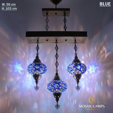 3 Globe Kitchen Island Turkish Mosaic Chandeliers, Living Room Lighting, Track Lightings, Triple Living Room Ceiling Lights
