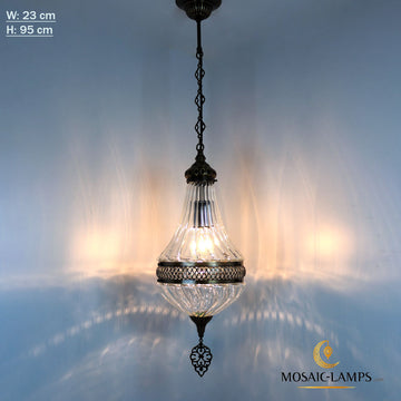 W23 cm Pyrex Blown Glass Ottoman Pendant Lights, Authentic Moroccan Hanging Lamps, Living Room Ceiling Lamps, Restaurant Lantern Lights