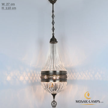 W27 cm Pyrex Blown Glass Ottoman Pendant Lights, Authentic Moroccan Hanging Lamps, Living Room Chandelier, Restaurant Lantern Lights