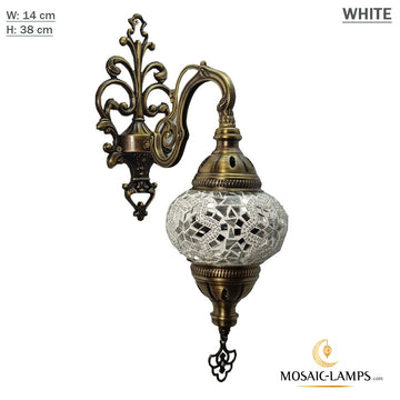 Turkish Mosaic Single Medium Globe Wall Lamp, Traditional Moroccan Vintage Ceiling Sconce, Handmade Marrakech Bedroom Living Room Wall Lights