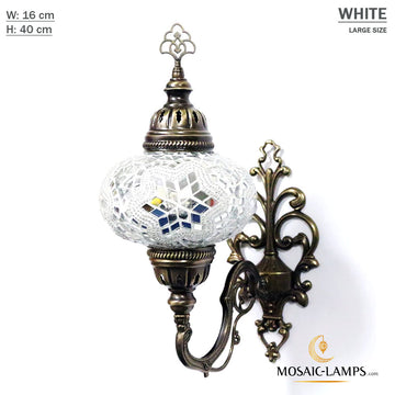 Turkish Mosaic Single Large Globe Wall Lamp, Traditional Moroccan Vintage Ceiling Lights, Handmade Marrakech Bedroom Living Room Wall Sconce