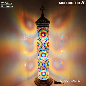 140 cm Zylindermosaik-Stehlampe, türkische, marokkanische authentische Café-, Bar-, Restaurant-Ecklampen, Eingangstürlampe