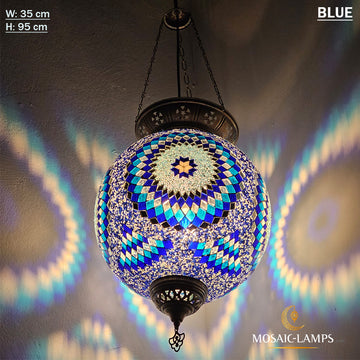 Lámpara colgante de mosaico turco de tres cadenas de 35 cm, lámparas de techo hechas a mano marroquíes, restaurante de luces coloridas, dormitorio, sala de estar