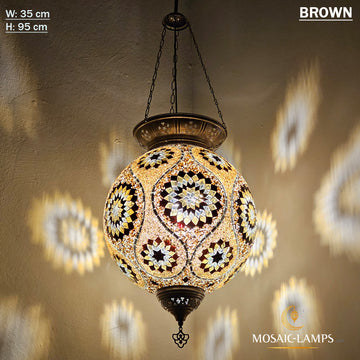 35 cm Türkische Mosaik-Pendelleuchte mit drei Ketten, marokkanische handgefertigte Deckenleuchten, bunte Lichter, Restaurant, Schlafzimmer, Wohnzimmer