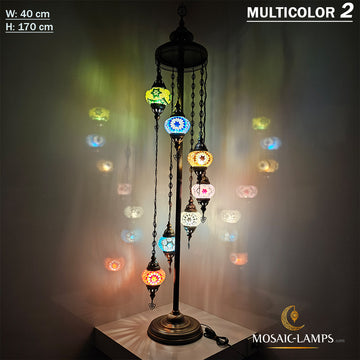 7 Globe Floor Lamps, Medium Globe Turkish Lights, Moroccan Standing Floor Lamp, Customizable 7in 1 Handmade Floor Lamp, Colorful Floor Lamp