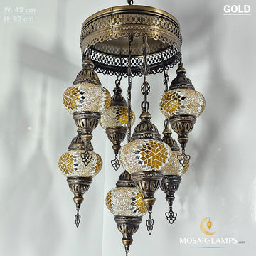 7 Globe Sultan Chandelier, Medium Ball Turkish Mosaic Chandelier Sets, Living Room Moroccan Pendant Mosaic Lights, Restaturant Lights