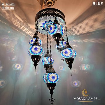 7+1 Globe Turkish Mosaic Mixed Chandelier, Handmade Living Room Hanging Lights, Bedroom Ceiling Light, Restaurant Light, Coffee Shop Lights