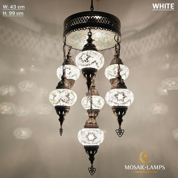 7+1 Globe Turkish Mosaic Mixed Chandelier, Handmade Living Room Hanging Lights, Bedroom Ceiling Light, Restaurant Light, Coffee Shop Lights